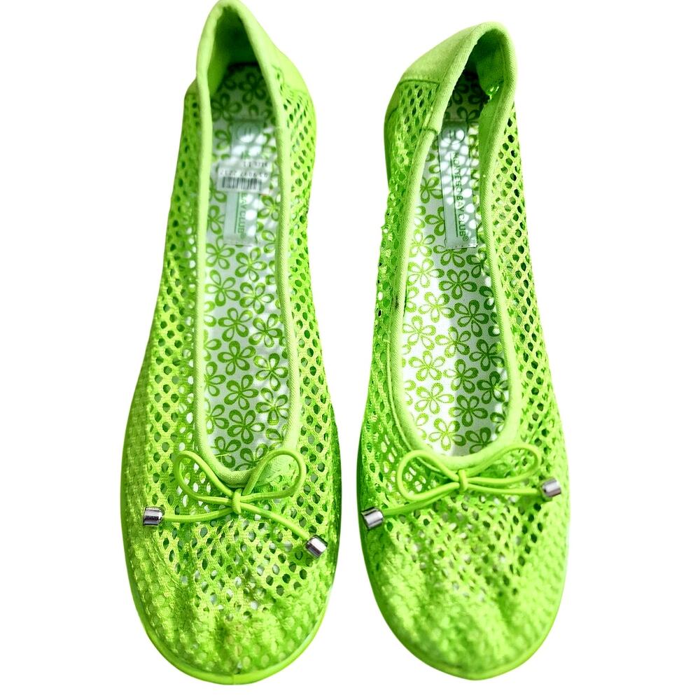 Montego Bay Club Lime Green Mesh Jelly Ballet Flats Size 11